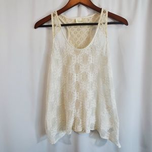Deletta Anthropologie White & Cream Lace tank top